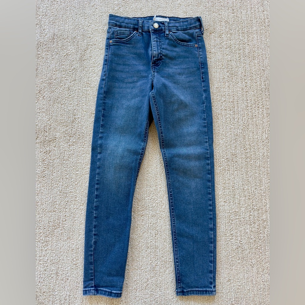 Topshop Women’s Jamie High-Waisted Skinny Petite Jeans W26 L28 Medium Blue Wash